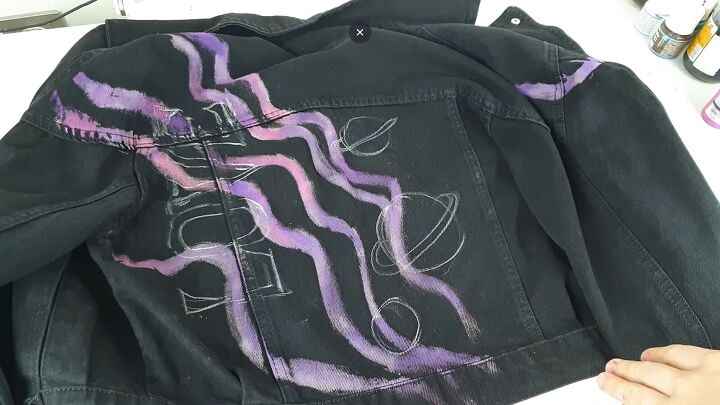 custom painting tutorial create an awesome 80s denim jacket, Sketching design with chalk