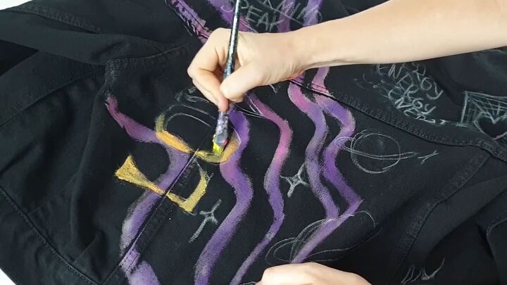custom painting tutorial create an awesome 80s denim jacket, Painting DIY 80s jacket