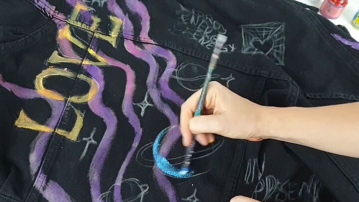 custom painting tutorial create an awesome 80s denim jacket, Painting DIY 80s jacket