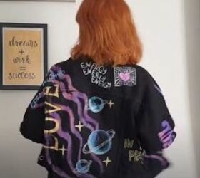 custom painting tutorial create an awesome 80s denim jacket, Completed DIY 80s jacket