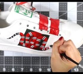 how to diy dupe gucci snake sneakers, Adding lines