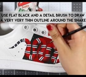 how to diy dupe gucci snake sneakers, Outlining the snake