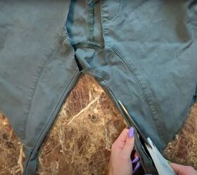 easy upcycle tutorial old pants to stylish diy jacket, Cutting pants