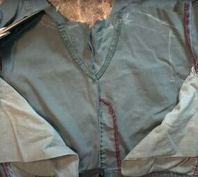 easy upcycle tutorial old pants to stylish diy jacket, Cutting jacket bodice from pants