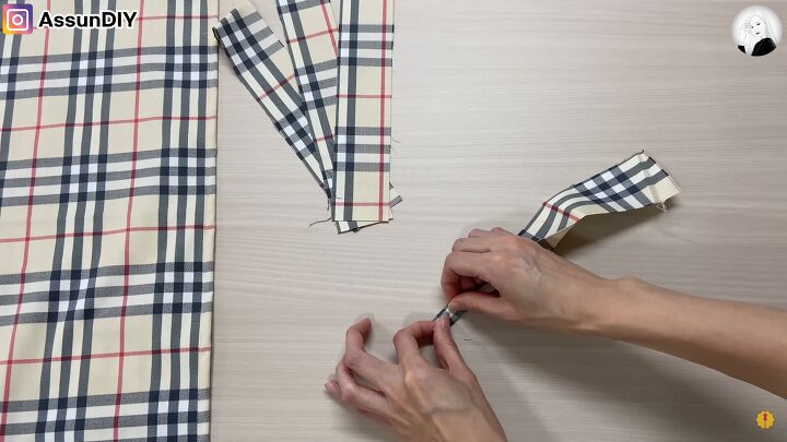how to diy a beautiful tartan wrap dress, Folding the fabric