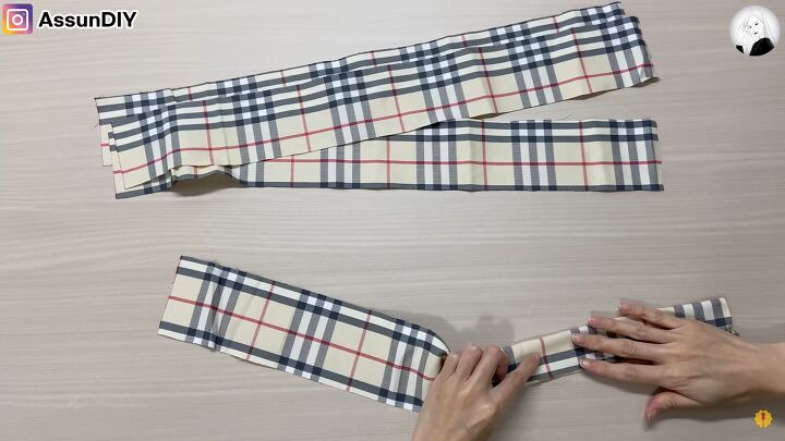 how to diy a beautiful tartan wrap dress, Folding the fabric