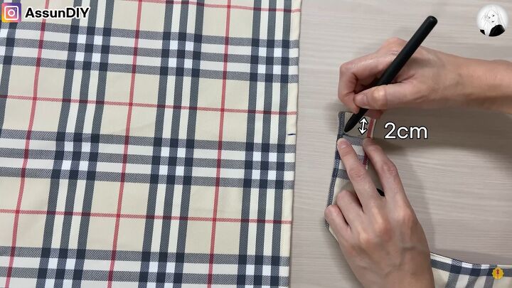how to diy a beautiful tartan wrap dress, Marking fabric