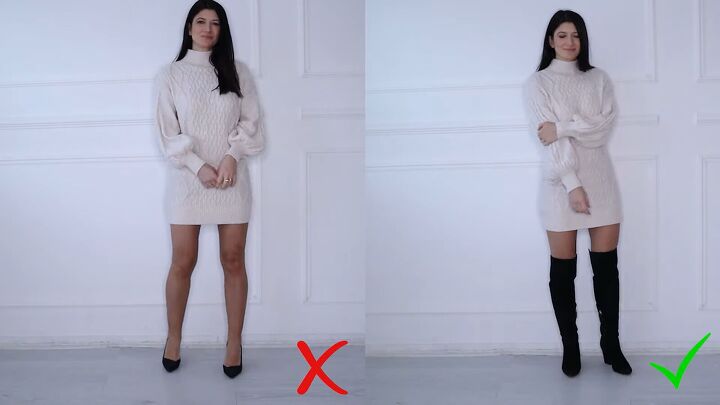 6 fashion mistakes that are super easy to avoid, Sweater dress and pumps