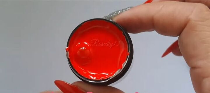 nail art tutorial cute and easy red flower nails, Red painting gel for DIY red flower nails