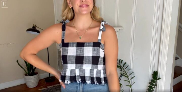 how to diy super cute tops from napkins, Completed checked crop top