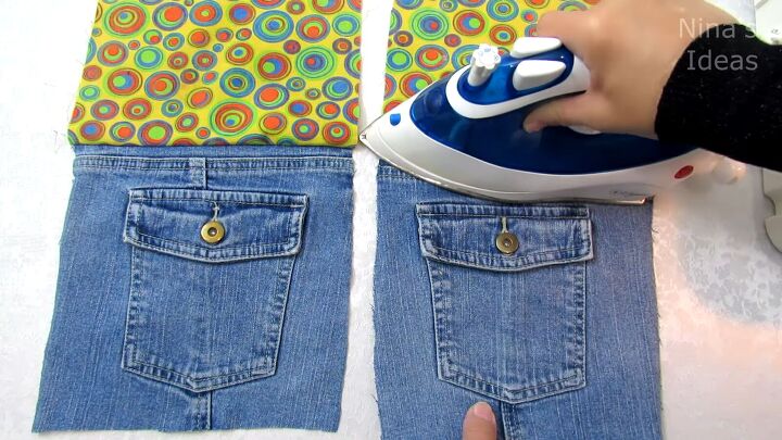 how to diy a cute crossbody jean bag, Attaching lining