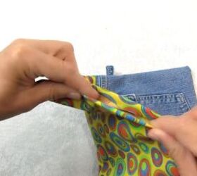 how to diy a cute crossbody jean bag, Closing gap