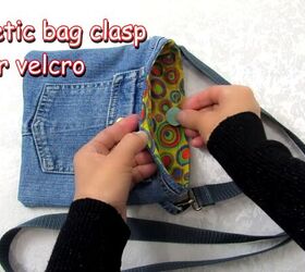 how to diy a cute crossbody jean bag, Attaching clasp or Velcro