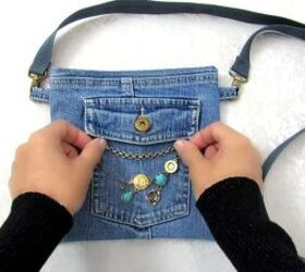 how to diy a cute crossbody jean bag, Decorating DIY jean bag