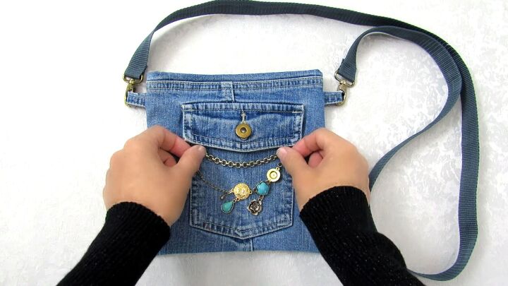 how to diy a cute crossbody jean bag, Decorating DIY jean bag