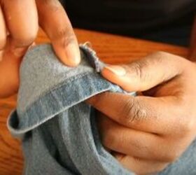 easy sewing hack for when your jeans are too long, Excess fabric