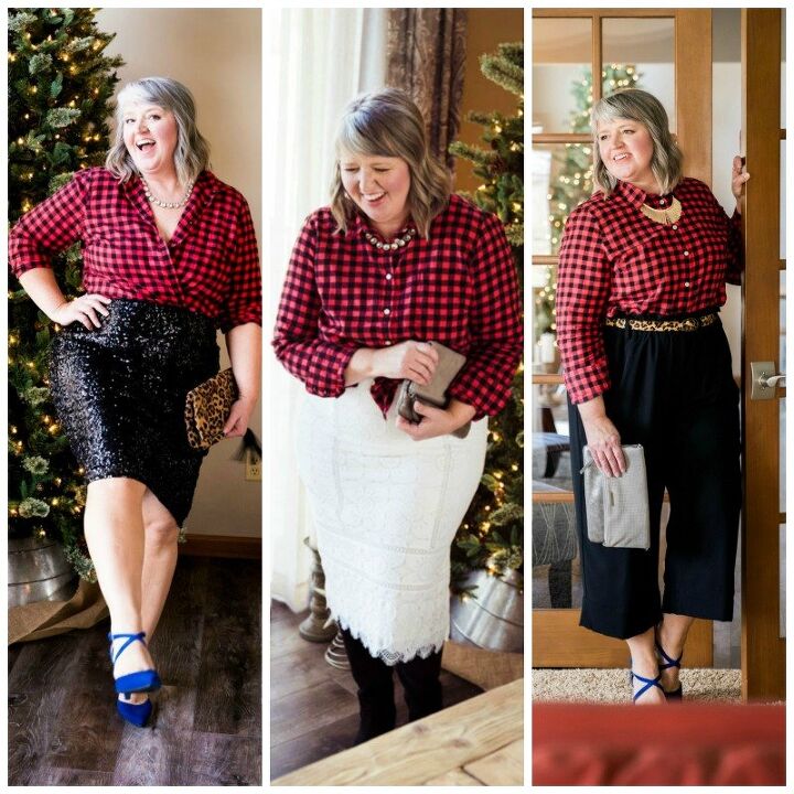 how to wear a buffalo plaid flannel shirt to a holiday cocktail party, Photos by Tina Nord Photography