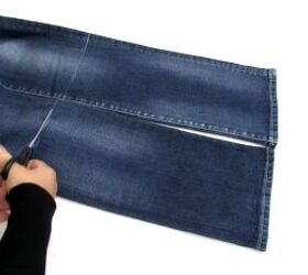 how to diy 2 denim bags from old jeans, Cutting denim