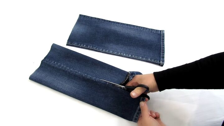 how to diy 2 denim bags from old jeans, Cutting denim