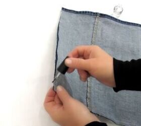 how to diy 2 denim bags from old jeans, Applying nail polishes to edges