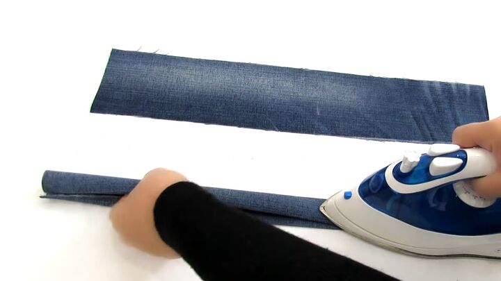 how to diy 2 denim bags from old jeans, Ironing denim