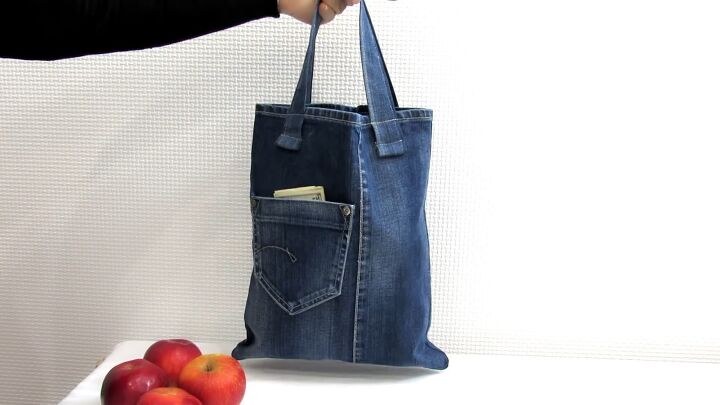 how to diy 2 denim bags from old jeans, Completed DIY denim bag