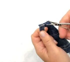 how to diy 2 denim bags from old jeans, Removing belt loops