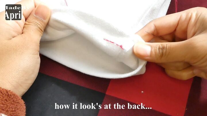 quick and easy tutorial on how to shorten a t shirt, Sewing t shirt