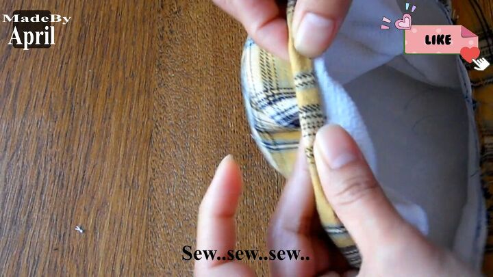 how to diy a cute reversible beret hat, Folding and sewing inner edge of strip