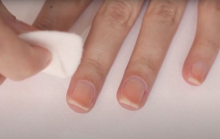 easy at home french manicure tutorial, Cleaning nails