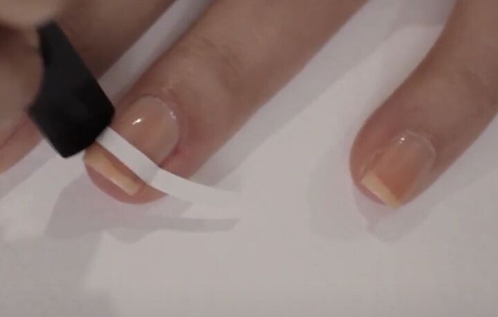 easy at home french manicure tutorial, Adding nail tip guides