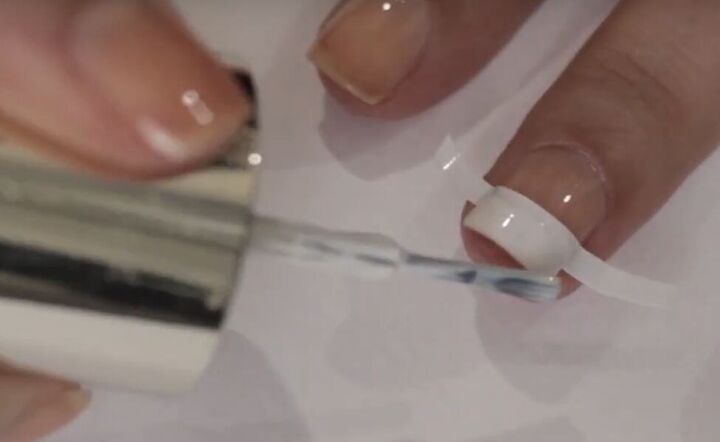 easy at home french manicure tutorial, Painting nail tips