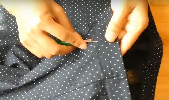 how to diy a mini wrap dress from old pants, Opening the waistband