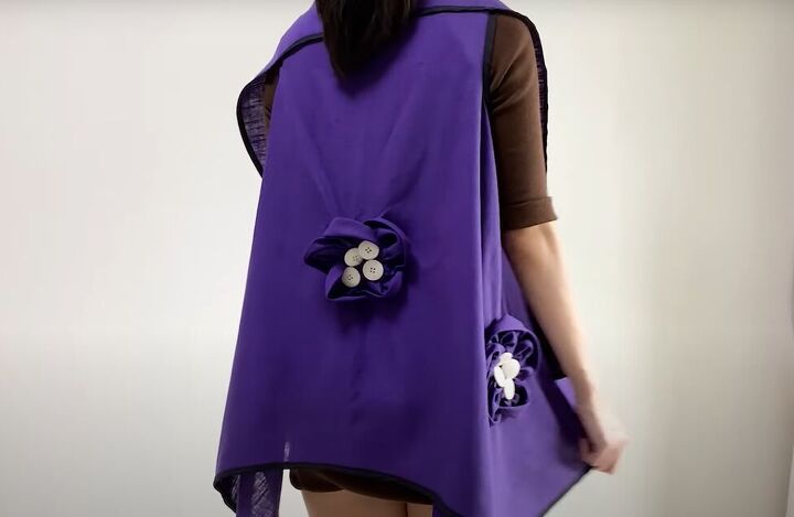 how to make a beautiful poncho with flower details, Completed DIY poncho