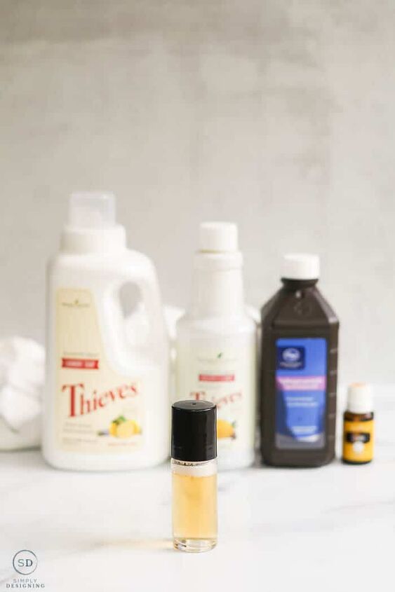 diy stain remover, DIY Stain Remover in roller bottle with ingredients behind