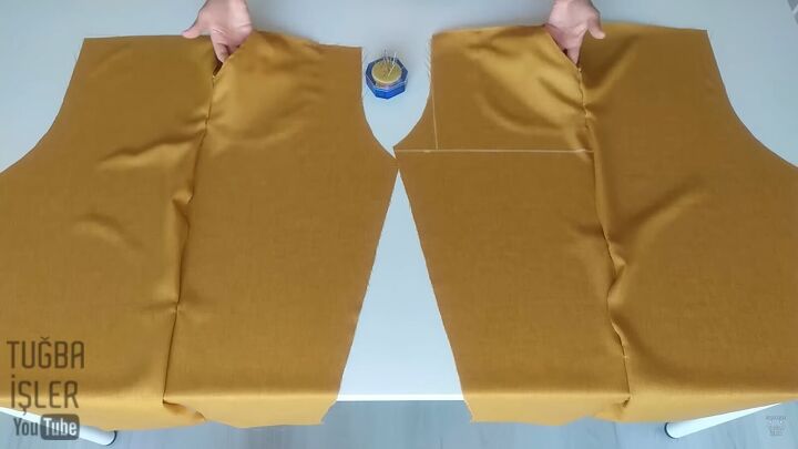 sewing tutorial how to diy classic paperbag pants, Pinning back and front pieces together