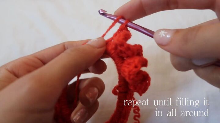 fun crochet hair scrunchie tutorial, Double crochet