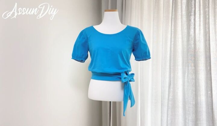 how to cut a t shirt into a cute crop top, Completed DIY crop top