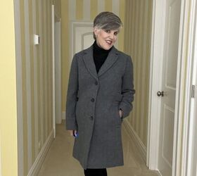 check out these two talbots coats and one from the gap, Here is the second of the two Talbots coats It is a grey boucle single breasted reefer coat with pockets along the side seam There is am inset waistband in the back as well as a single vent