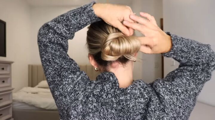 5 super cute and easy low messy bun hairstyles, Low messy bun updo 4