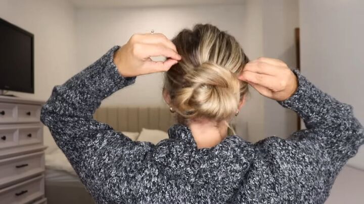5 super cute and easy low messy bun hairstyles, Low messy bun updo 4