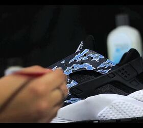 how to diy awesome tiger camo shoes, Applying finisher
