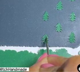 how to diy polymer clay christmas earrings, Adding texture to trees