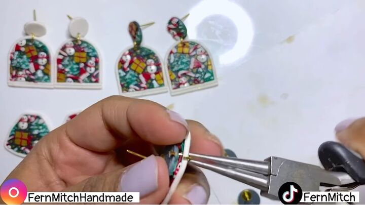 how to diy polymer clay christmas earrings, Attaching earring components