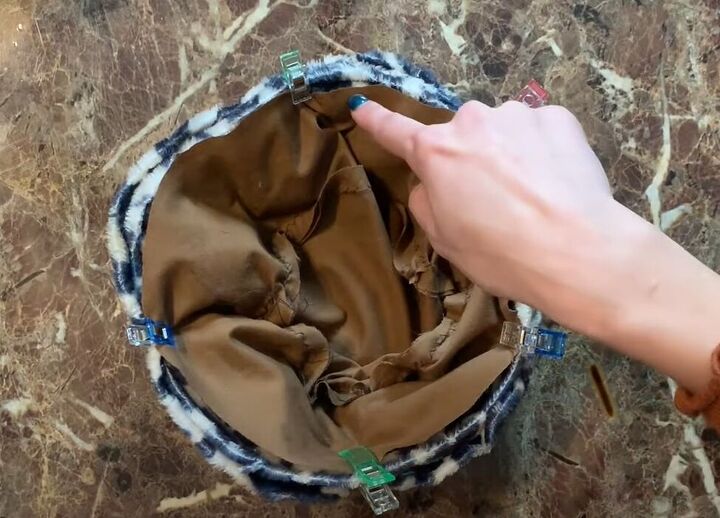 how to sew cozy and fuzzy bucket hat, Attaching the lining