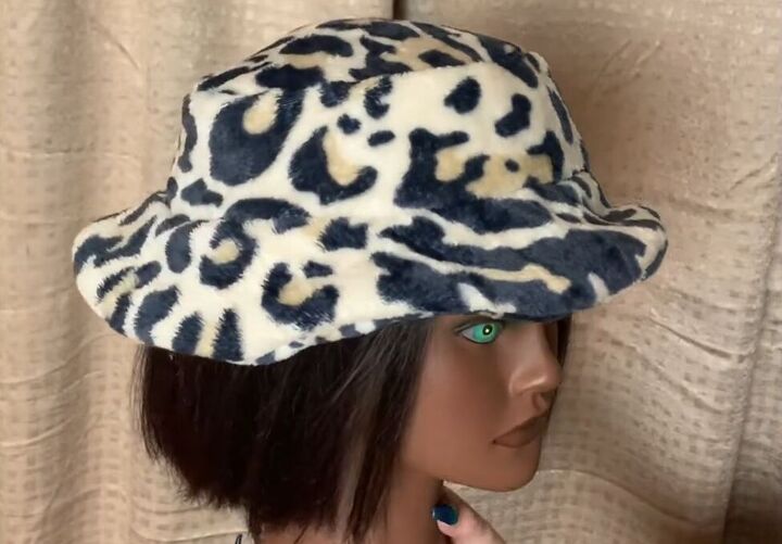 how to sew cozy and fuzzy bucket hat, Completed fuzzy bucket hat