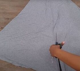 super easy upcycle how to diy comfy pants from an old maxi skirt, Cutting the skirt