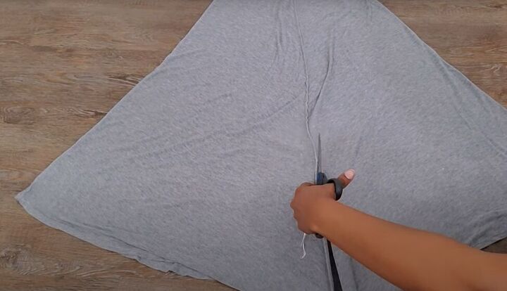 super easy upcycle how to diy comfy pants from an old maxi skirt, Cutting the skirt