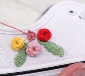 How to Do Super Cute Rose Embroidery on Canvas Shoes
