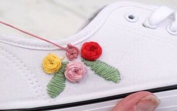 How to Do Super Cute Rose Embroidery on Canvas Shoes